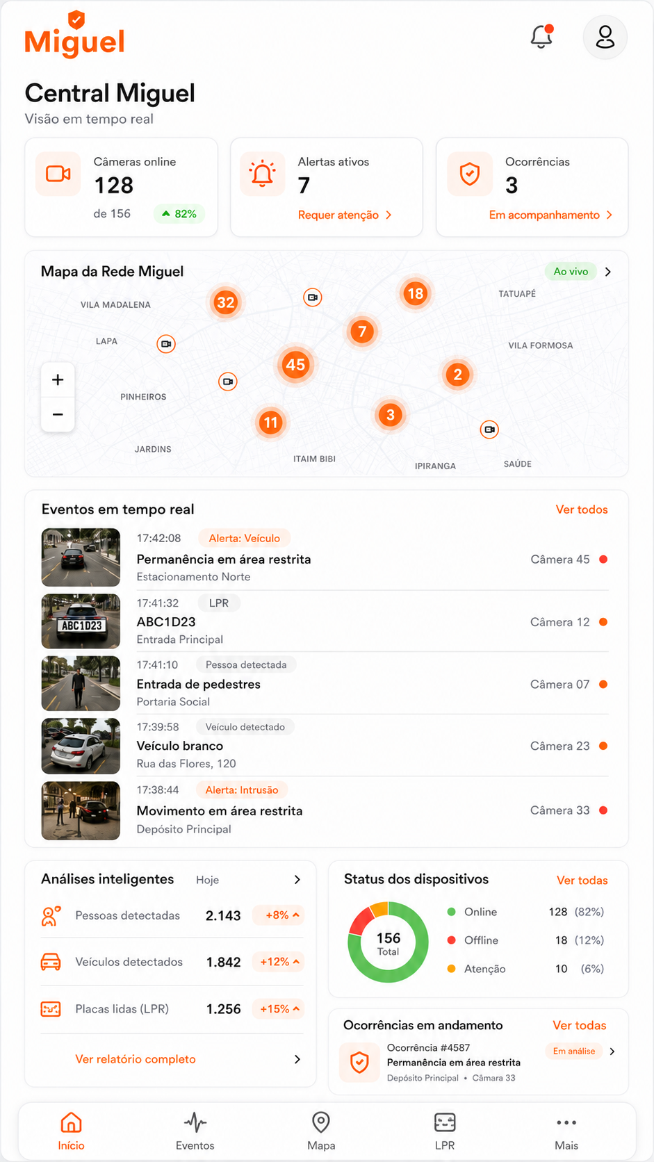 Aplicativo Miguel — Central de monitoramento no celular